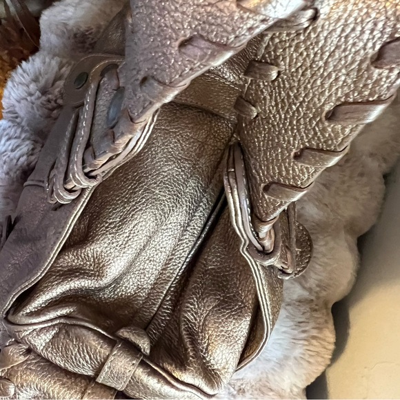 ✨✨CHLOE Metallic Gold Leather Silverado Bag Pewter Shade - Picture 7 of 14